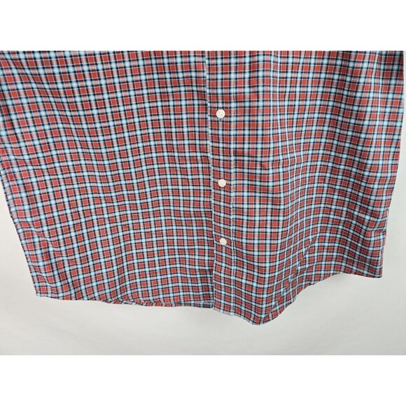 L.L. Bean Mens Shirt Size Large Red Plaid Short Sleeve Button Down Top - Picture 4 of 10